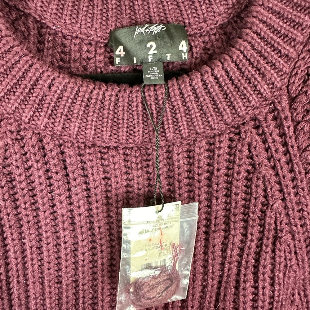 Lord & Taylor maroon wool alpaca blend cropped sweater - Picture 2 of 4